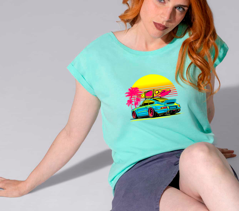 Camiseta mujer manga corta PORSCHE 911 TURBO surfer