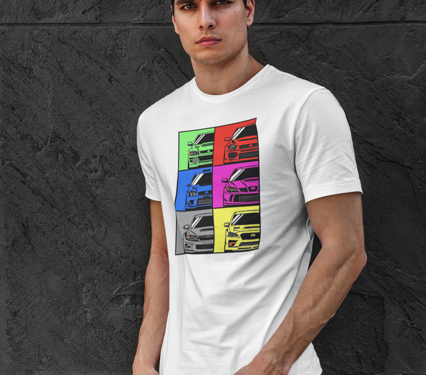 Camiseta SUBARU IMPREZA evolución modelos