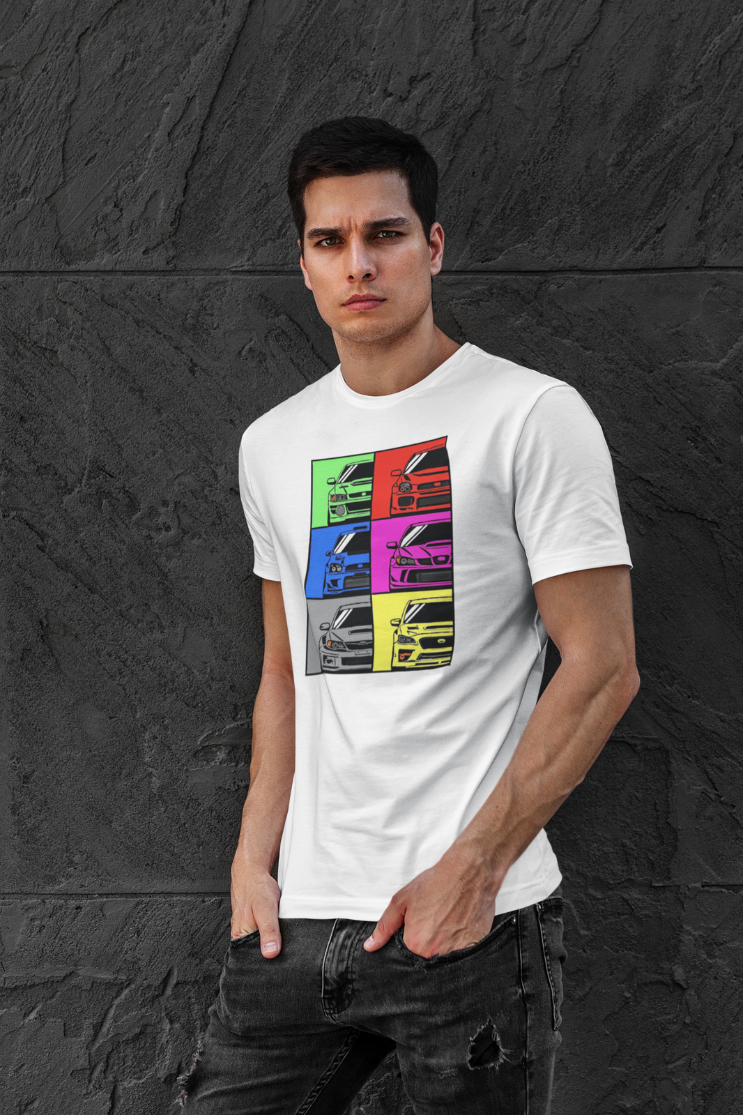 Camiseta SUBARU IMPREZA evolución modelos