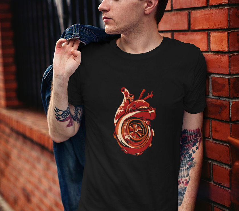 Camiseta hombre manga corta corazón turbo