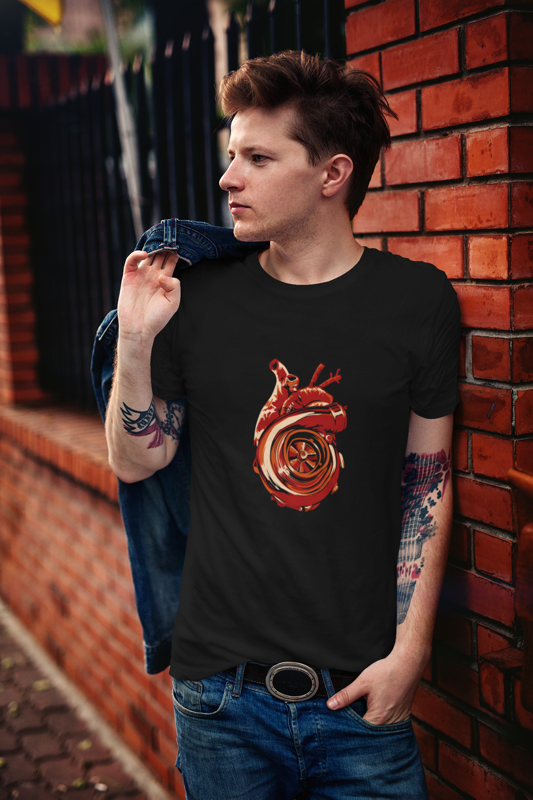 Camiseta hombre manga corta corazón turbo