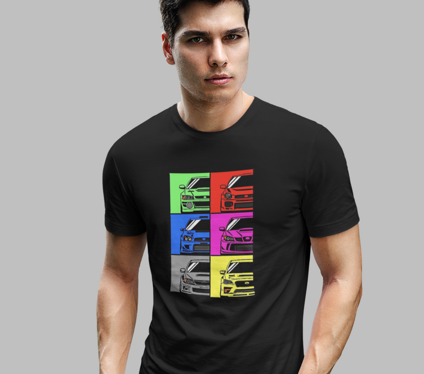 Camiseta SUBARU IMPREZA evolución modelos